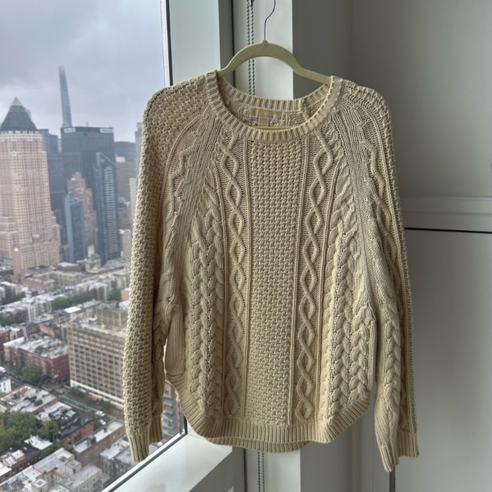Michael Kors Beige Cable Knit Fisherman’s Sweater